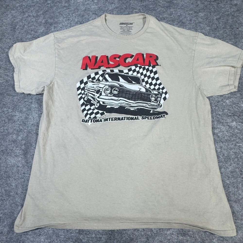 NASCAR Daytona International Speedway Graphic T-Shirt Tan XL Racing Tee